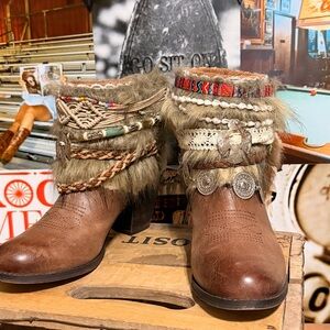 Upcycle Boho-style Brown Ankle Bootie’s
